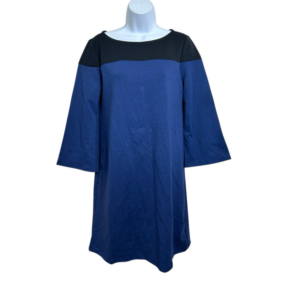 Gap Long-Sleeve Colorblock Shift Short Dress Ponte Sz Small Comet Blue New - Picture 8 of 8